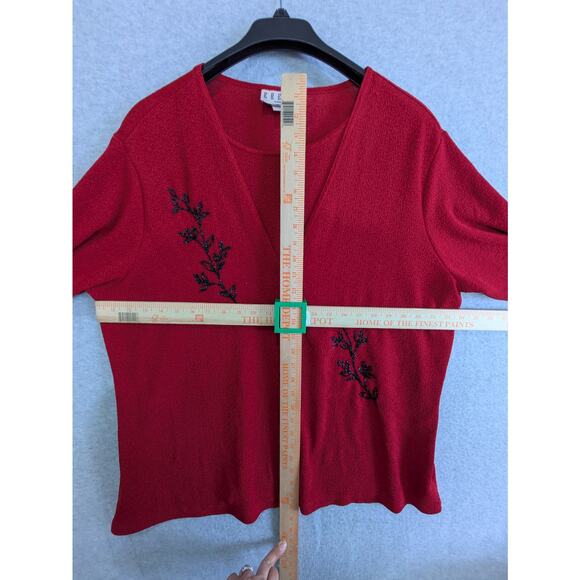 Erena Blouse Women's Plus 2X Red 2 In 1 Style with Inner Long Sleeves Top NWT - Picture 3 of 11
